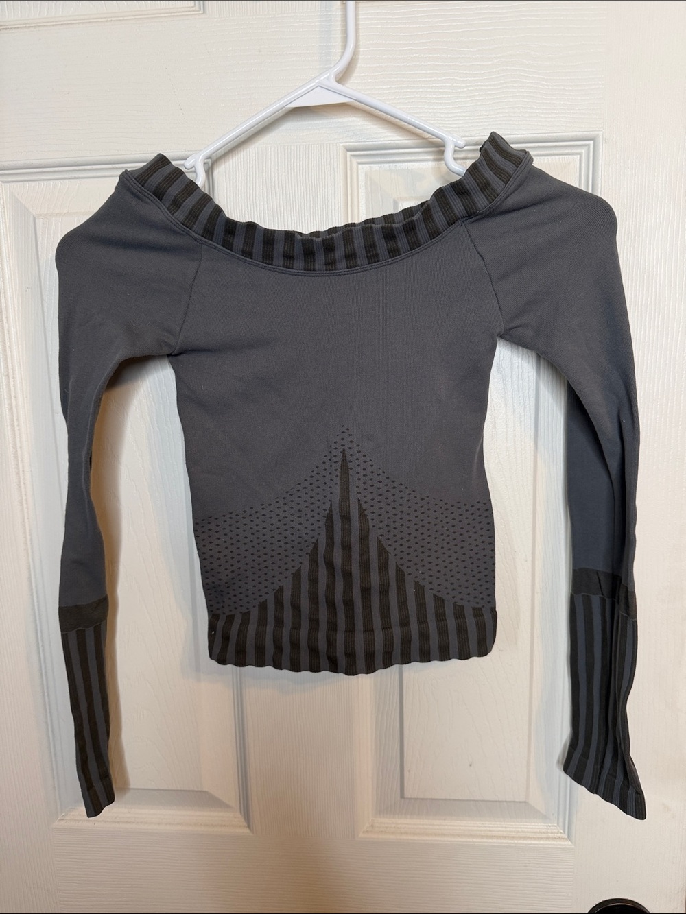 FP Movement by Free People Charcoal Gray Off-Shoulder Crop Top  SO SOFT AMAZING🫶